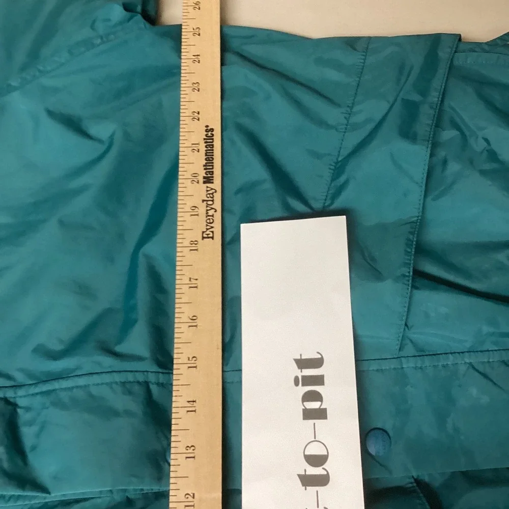 LL Bean Stowaway Teal Green Gore-Tex Hooded Rain Jacket Men's Large Windbreaker